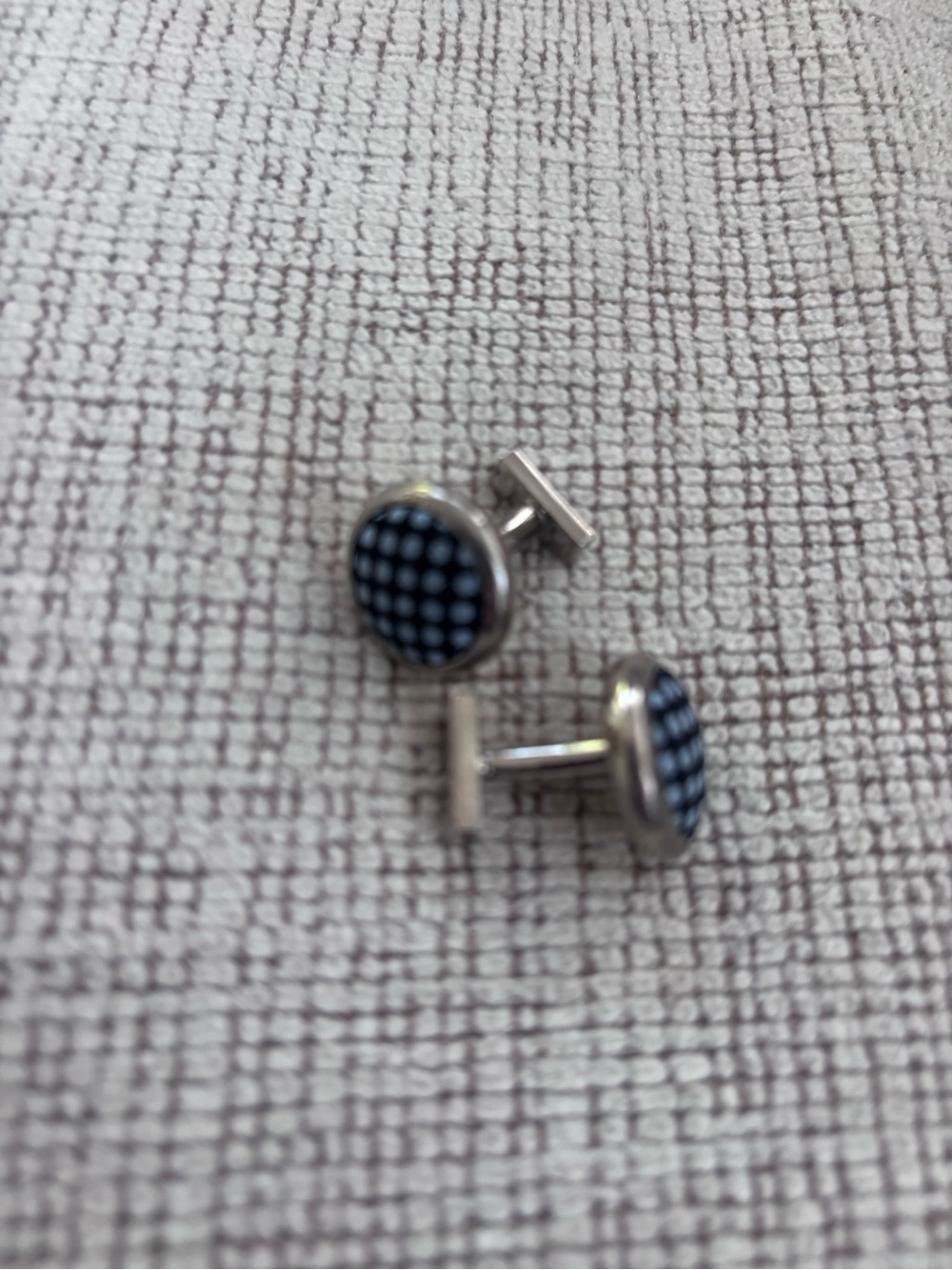 Men’s Polka Dot Cufflinks | Silver Tone Blue & White Dress Shirt Accessories